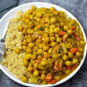 Curry chick peas and brown Rice 