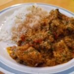 Curry Chicken Plain Rice and Steamed Cabbage