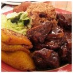 Oxtail Rice And Beans With Plaintain Steamed Vegetables